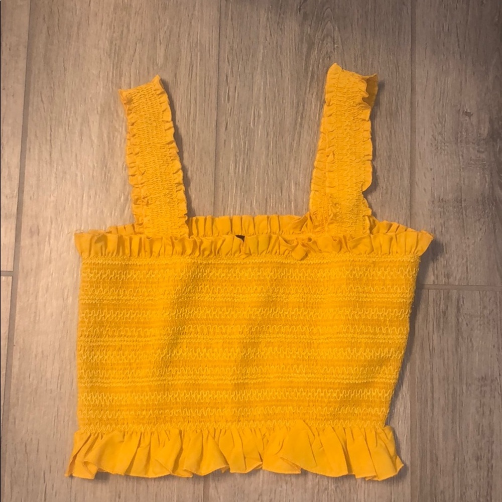 NWOT yellow fringed crop top